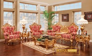 Set Kursi Sofa Ruang Tamu Klasik Mewah Sofa Tamu Ukir Klasik Mewah SSRT-020 DF