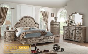 Set Kamar Tidur Klasik Mewah Eropa Terbaru Tempat Tidur Klasik Mewah SKT-029 DF
