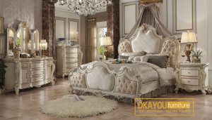Set Kamar Tidur Mewah Eropa Klasik Terbaru Tempat Tidur Klasik Mewah SKT-032 DF