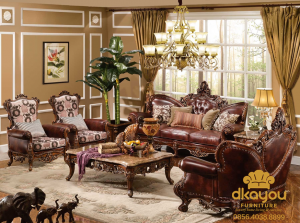 Sofa Tamu Mewah Kayu Jati Model Klasik SSRT-111 DF