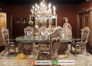 Set Meja Makan Super Mewah Ukiran Eropa SMM-041 DF