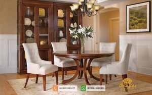 Set Meja Makan Jati Minimalis Modern Terbaru SMM-040 DF