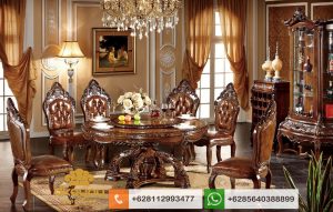 Set Meja Makan Klasik Mewah Mebel Jati Jepara SMM060
